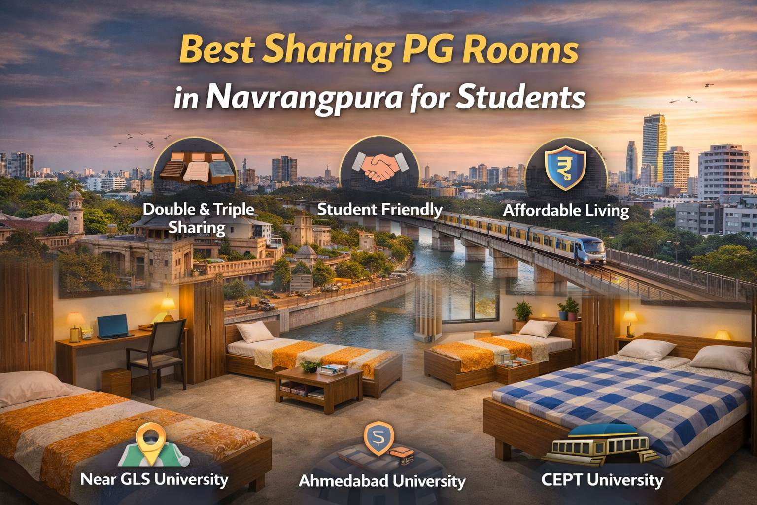 Sharing PG Rooms in Navrangpura for Students