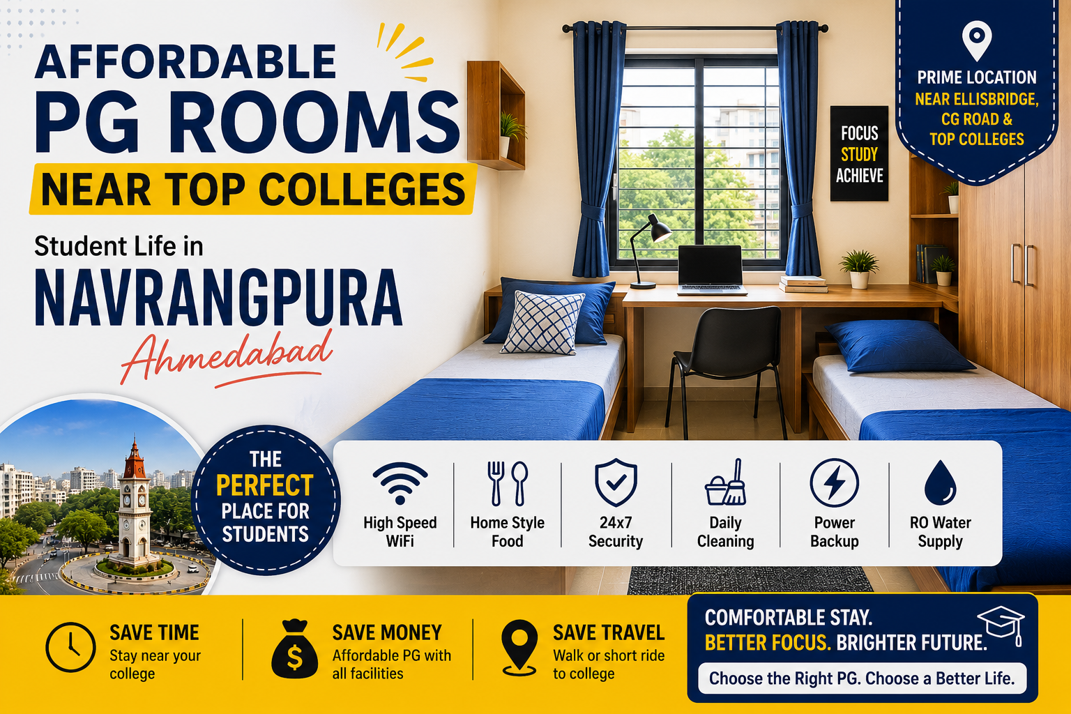 Affordable PG rooms in Navrangpura
