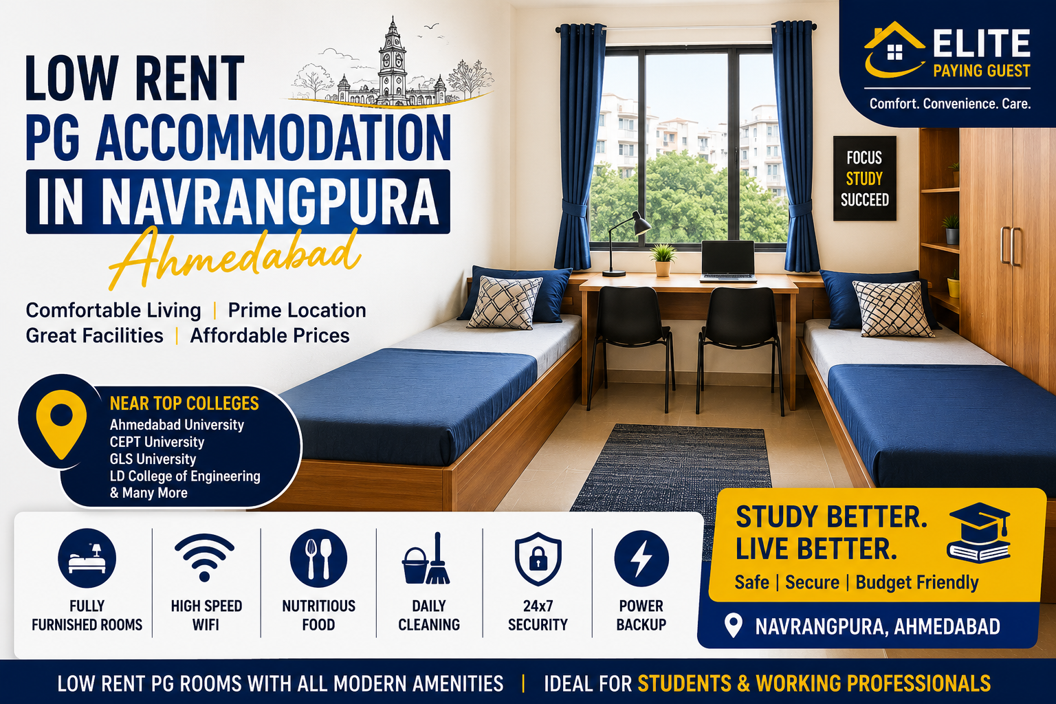 Low Rent PG Accommodation in Navrangpura Ahmedabad